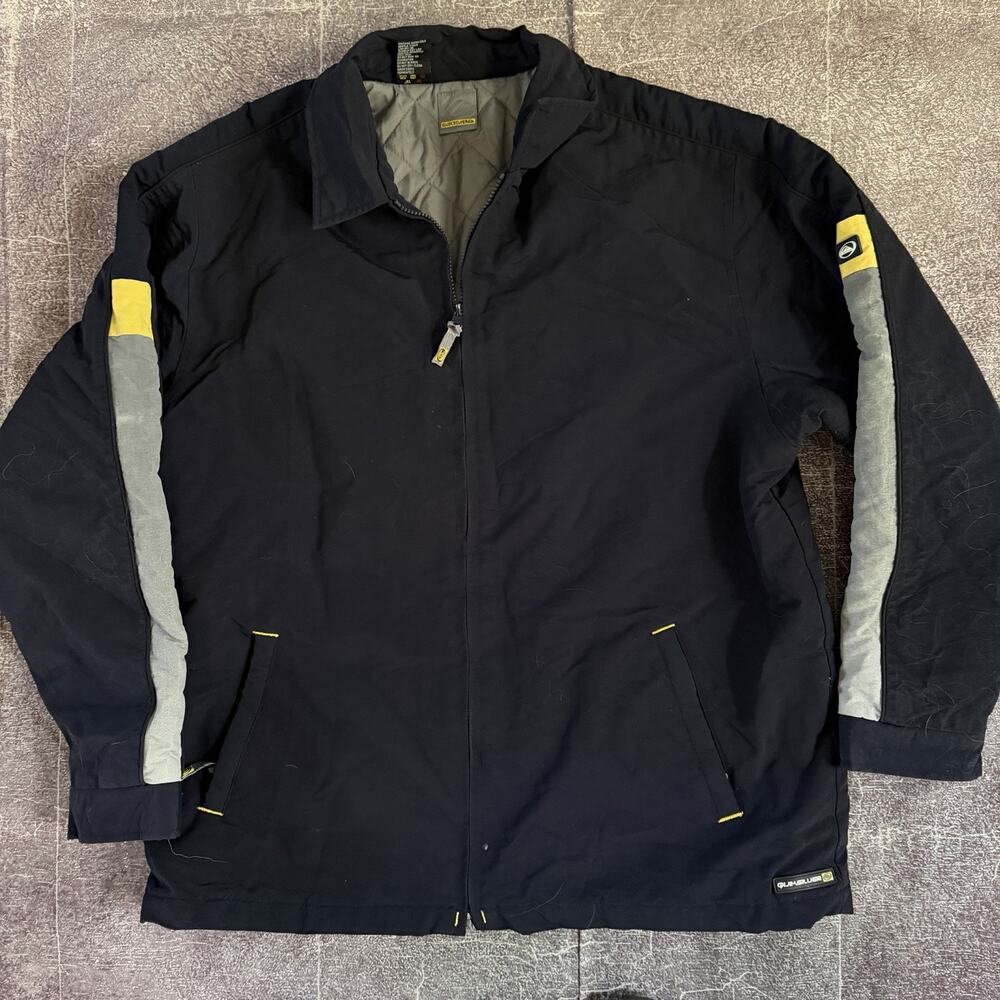 Men's Vintage Y2K QuikSilver Navy Blue Gray Quilted Zip Up Bomber Jacket Sz XL